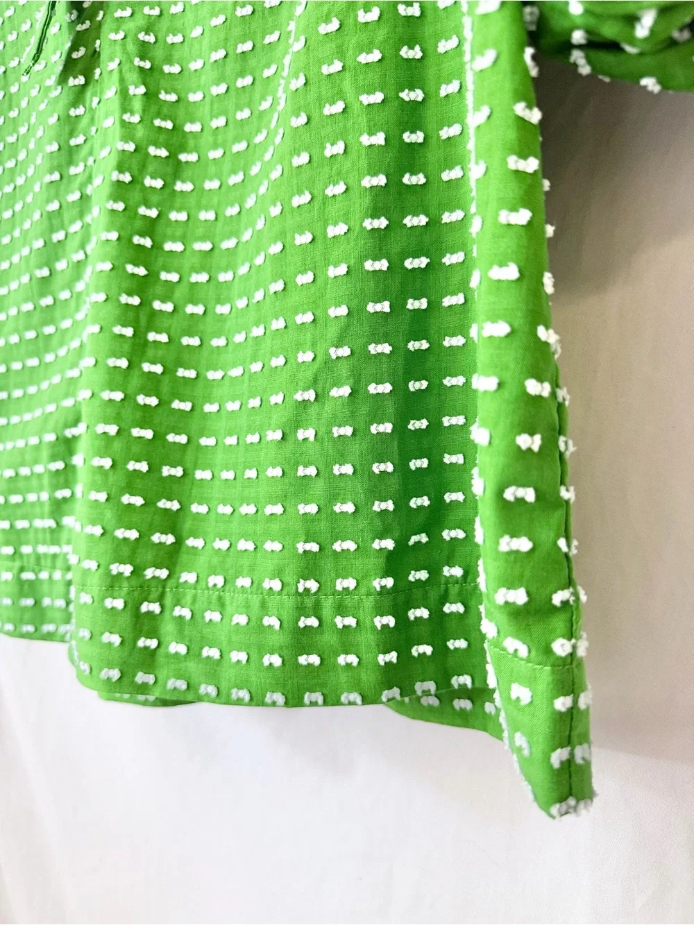 Kate Spade Bow Front Puff Sleeve Blouse Green Womens M